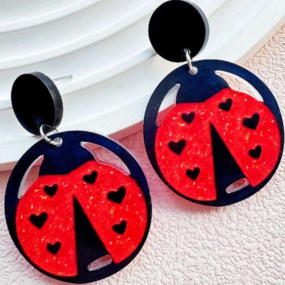 Acrylic Ladybug Earrings